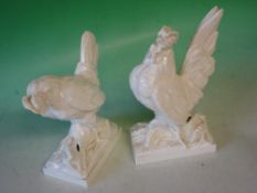 Royal Worcester A blanc-de-chine cockerel and hen. The cockerel 11