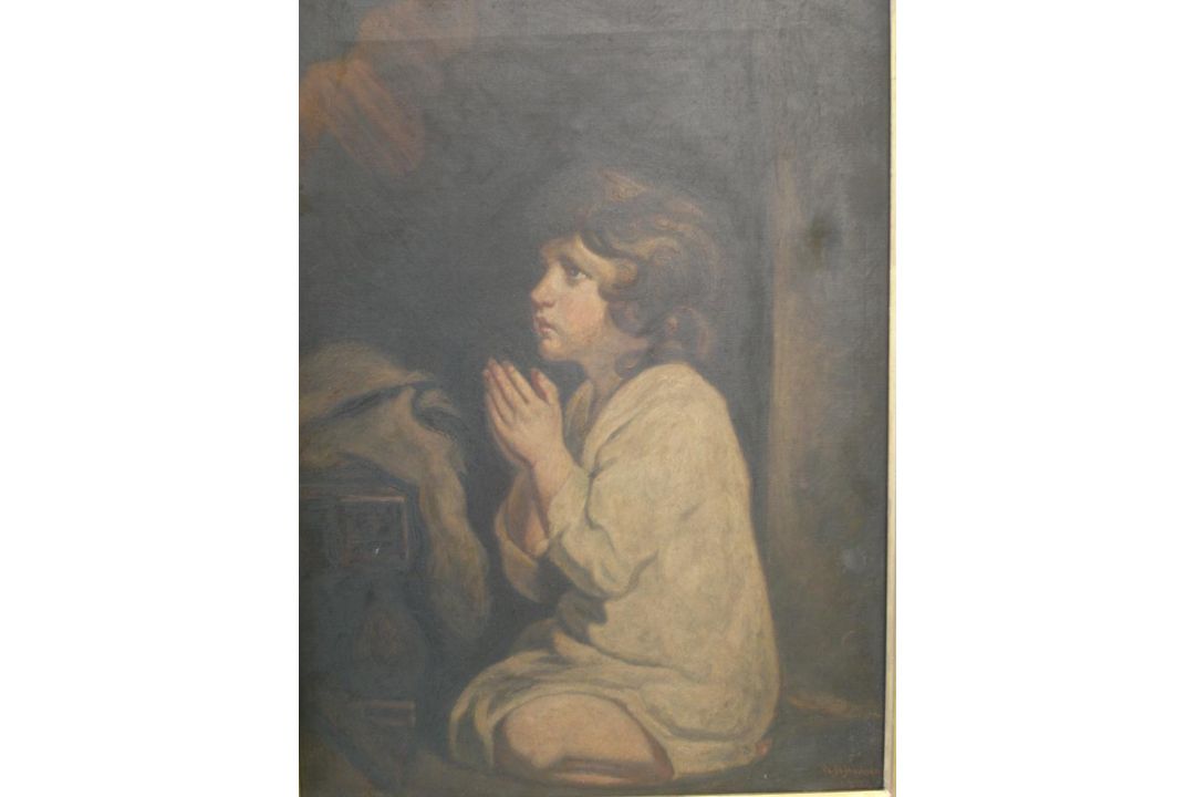 Will H. Howarth. Exh. 1897-1908. British A young girl kneeling in prayer. Signed and dated 1894. Oil