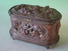 A Plated Jewellery Casket Decorated in high relief with birds and foliage, 19th century. 6