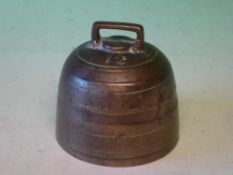 A Bronze Bell With line decoration and stamped 