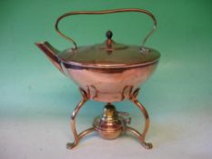 W.A.S. Benson A copper kettle on stand. 8 ¼