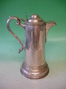 A Silver Plated Coffee Pot Of plain tapering form, engraved initials. 12