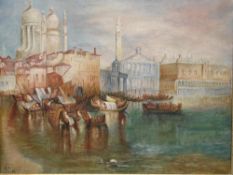 English School Venetian scene. Signed initials 