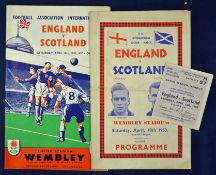 Football programmes England v Scotland 1953, official & souvenir issues, also west stand enclosure
