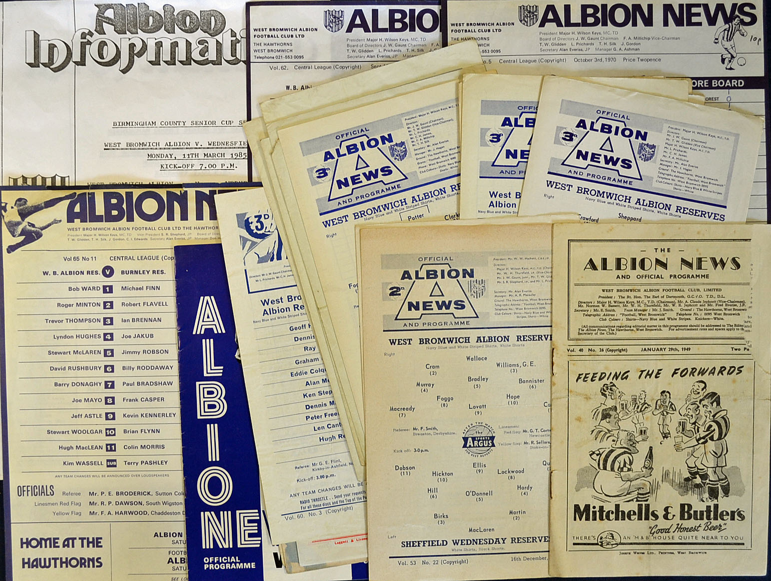 Collection of West Bromwich Albion Reserve football programmes plus some youth games including