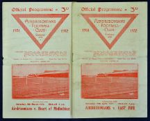 Scottish football programme selection 51/52 Airdrieonians v East Fife Div ‘A’ and 51/52