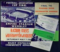 1960 FA Cup Final football programme Wolverhampton Wanderers v Blackburn Rovers plus song sheets x