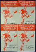 Football programmes League Cup games 61/62 Rotherham United v Luton Town, Preston NE x2, Blackburn
