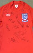 Signed England World Cup South Africa shirt with autographs by Barry, Carrick, A. Cole, J. Cole,