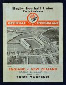 1936 Prince Obolensky’s Rugby match. 1936 England v New Zealand rugby programme - played on Saturday