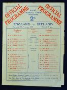1929 Ireland 1st Rugby victory in England since 1906. 1929 England v Ireland rugby programme -