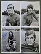 Chelsea black and white autographed player photos of Alex Hudson, Steve Kember, Ron Harris and