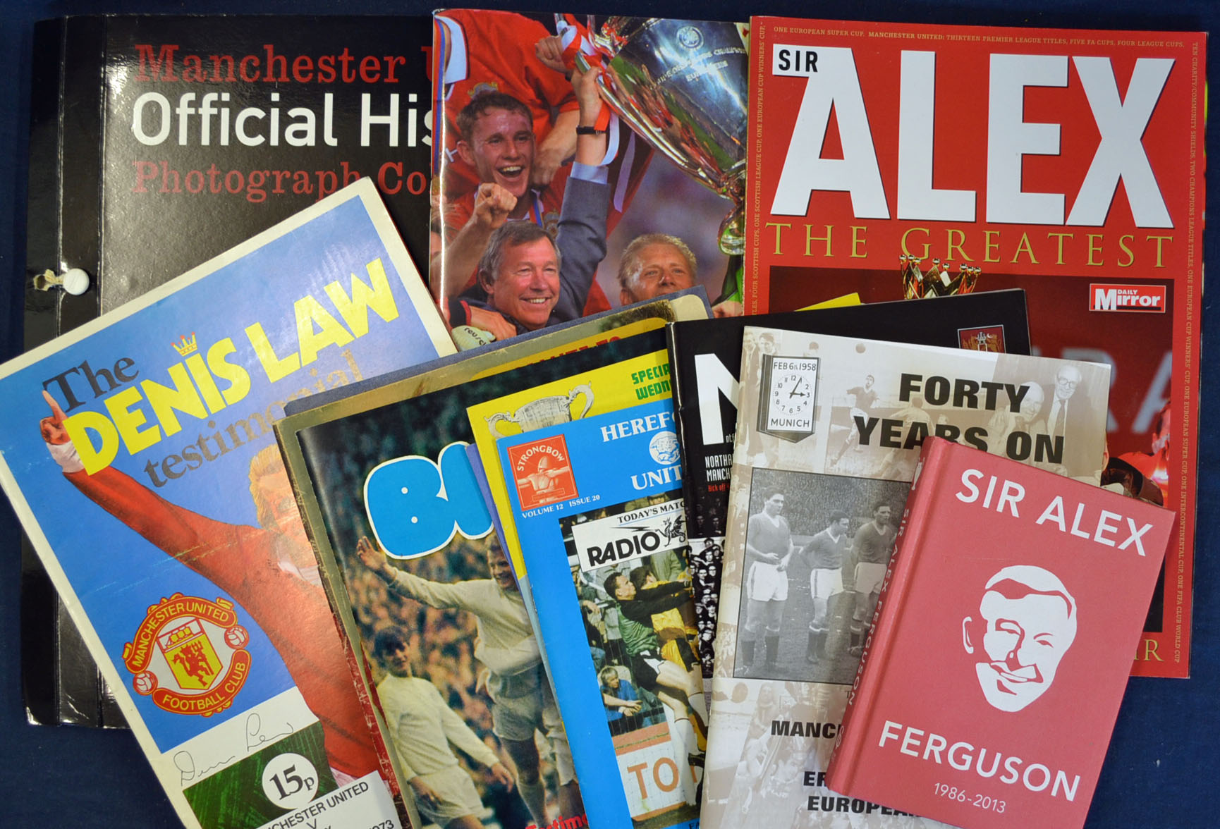 Manchester United football programme selection including Manchester Utd v Ajax 1973 (Law), v