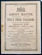 Scarce 1896 Ascot Horse Races Official Race Meeting Programme – for the 2nd day 17/06/1896 - mounted