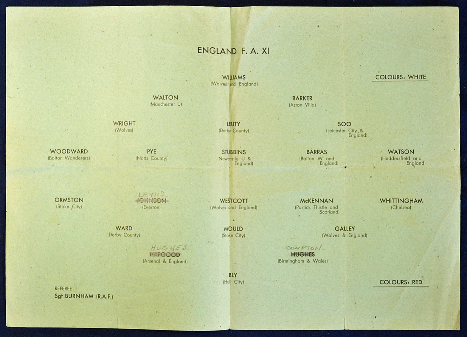 1945 War Time International football programme Combined Services XI (Germany) v England (FA XI) at - Image 2 of 2