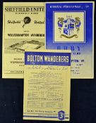Selection of Wolverhampton Wanderers away football programmes 53/54 Champions season v Bury (Opening