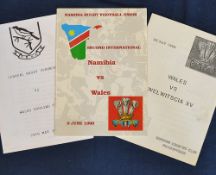 Collection of 1990 Wales rugby tour to beer rugby programmes – to incl v Welwitscia, v Central Rugby