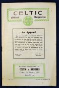 Scottish football programme 53/54 Div ‘A’ match Celtic v Rangers championship season for the green/
