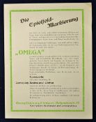 1920s advertising flyer in German from George Schwarz, Stuttgart, detailing various “Omega” tennis