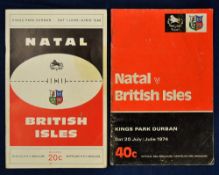 1968 Natal v British Lions rugby programme dated 01/06/1968 played at Durban with some wear marks