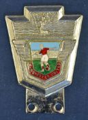 Scarce Manchester United metal Car Badge circa 1960s with insert featuring a United player in red