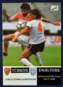 Very scarce match programme Turkey v England 1991 (1 May 1991) at the Izmir Atatulk Stadium, large
