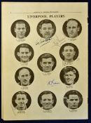 Football programme 1949/1950 Arsenal v Liverpool at Highbury and autographed with hand signed