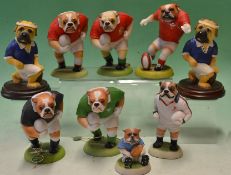 Collection of Robert Harrop Designs International Bulldog Rugby figures to incl 3 ltd editions