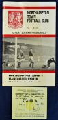 1969/1970 FA Cup 5th Round Northampton Town v Manchester United match programme and ticket. (2)