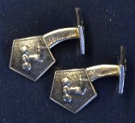 Weightlifting - Fine pair of Danish silver cufflinks made by Knut Larsen and stamped 830 – c/w