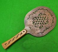 Fretwork table tennis bat- unique wooden fretwork design table tennis bat with dark stained face and