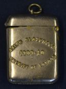 Scarce Ralph Slazenger silver plated vesta case c/w hinged lid and embossed to one panel “Ralph