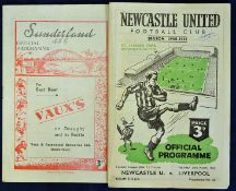 Liverpool away football programmes at Sunderland 1948/49 and at Newcastle United 1950/51 F-G (2)