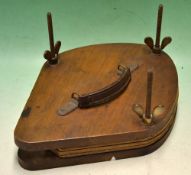 Vic mahogany tennis multi-racket press for 4 rackets – c/w leather carrying handle, large