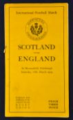 1929 Scotland v England rugby programme - played at Murrayfield 16th March – final match beating