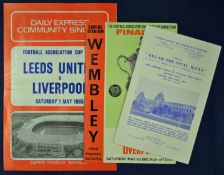 1965 FA Cup Final football programme Leeds United v Liverpool plus song sheet, Eve of the Final