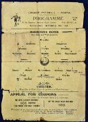 War-time football programme for football league north match Chester v Manchester United 1943/44