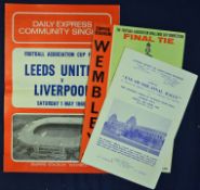 1965 FA Cup Final programme Leeds United v Liverpool plus song sheet, Eve of the Final Rally
