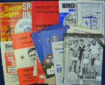 Manchester United football programmes for away friendlies and including 1974 Shelbourne, 1975