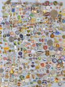 Extensive collection of rugby related pin badges at club level featuring countries Andorra, Austria,