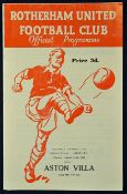 Football League Cup Final football programme 1961 Rotherham United v Aston Villa, the 1st League Cup