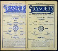 Scottish football programme selection 48/49 Rangers v Elgin City (Scottish Cup), 49/50 Rangers v