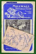 1956/57 Millwall v Birmingham City FAC football programme 5th round together with album page