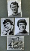 Chelsea black and white autographed player photos featuring Peter Houseman, David Webb (folded