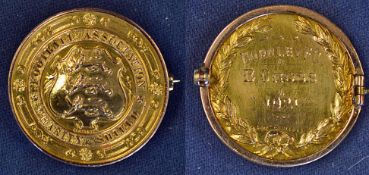 1921 Gold Medal awarded to Benny Cross for his appearance in the Charity Shield match at Tottenham