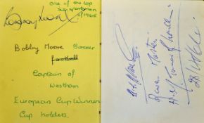 Interesting Autograph album featuring Bobby Moore West Ham and England legend, t/w autographs of