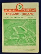 1948 Ireland Rugby Grand Slam Season. 1948 England v Ireland rugby programme played on Saturday 14th
