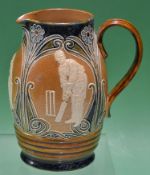 Fine Doulton Lambeth Stoneware Quart Cricket Lemonade Jug - a large bulbous art nouveau style