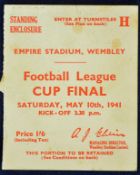 Scarce War Cup Final Wembley ticket, 1941 Arsenal v Preston North End, 10 May 1941, price 1/6d G