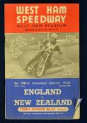 1953 England v New Zealand Speedway programme - 2nd official International Speedway Match-Re-Run,
